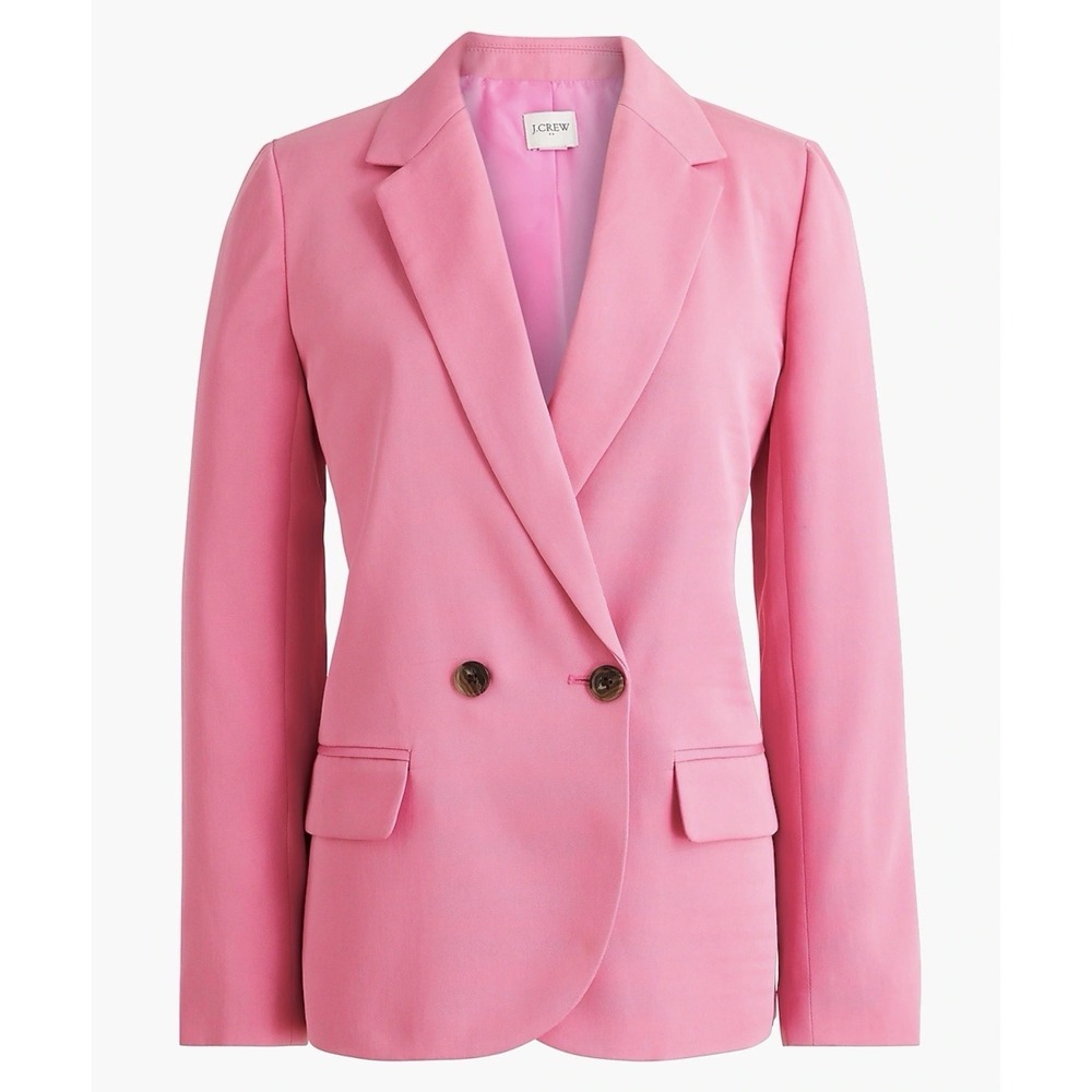 J. Crew Size 10 Drapey Twill Double-Breasted Blazer Mauve Pink Boyfriend Barbie